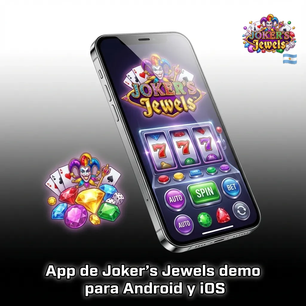 Mano sosteniendo smartphone con la demo de Joker’s Jewels abierta en la app de un casino online en la pantalla