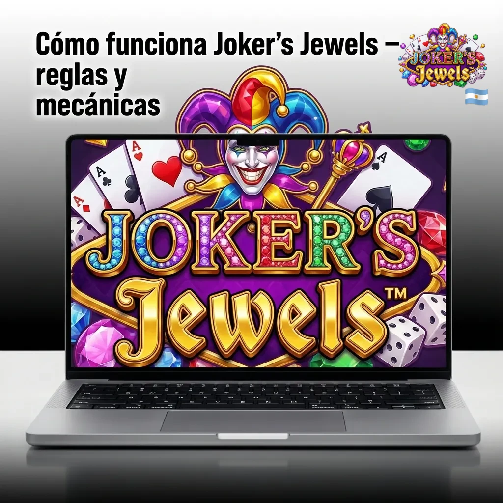 Pantalla de tragamonedas Joker's Jewels con 5 carretes, joyas brillantes y símbolo de bufón comodín