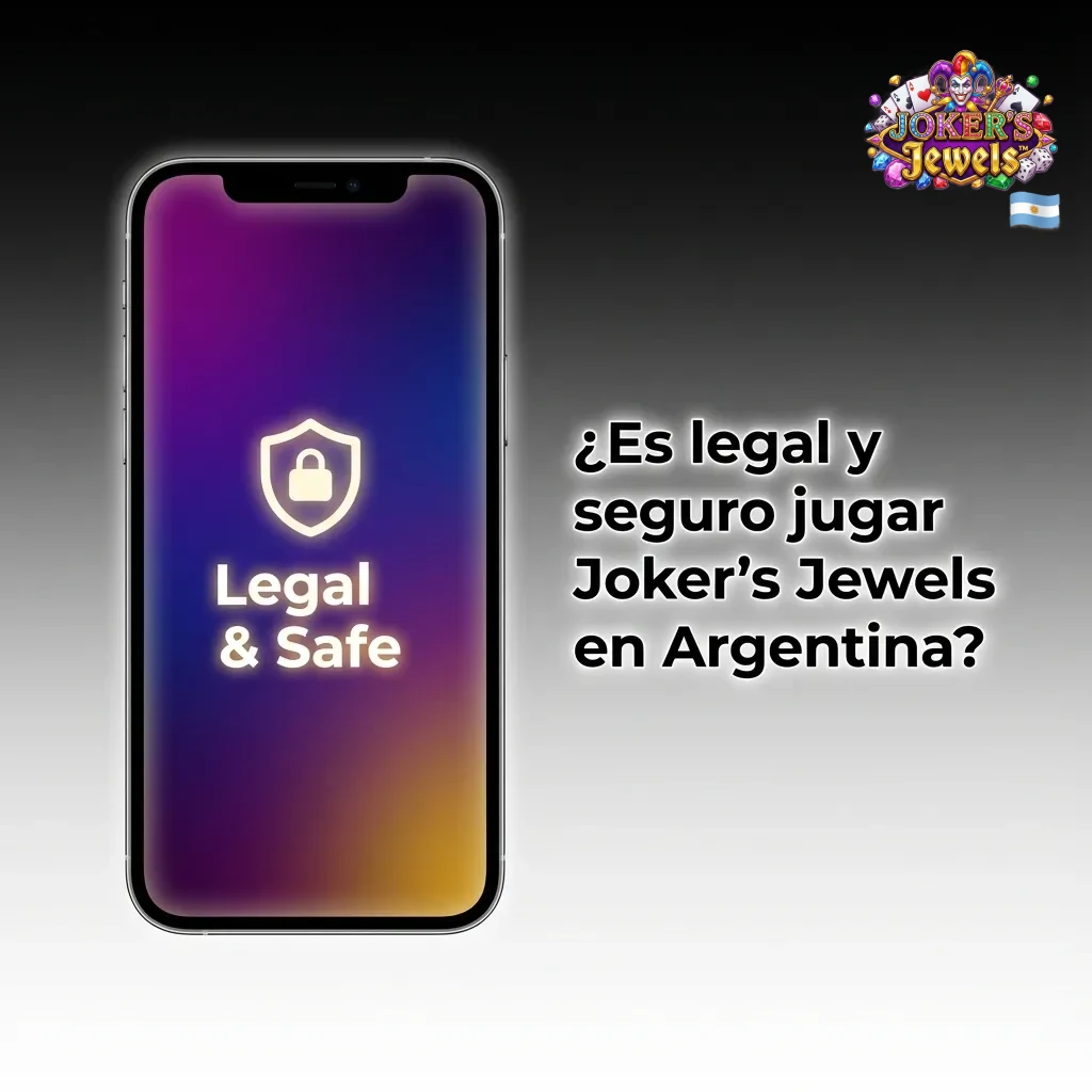 Ilustración de Joker’s Jewels en un casino online argentino con candado y escudo que simbolizan juego legal y seguro