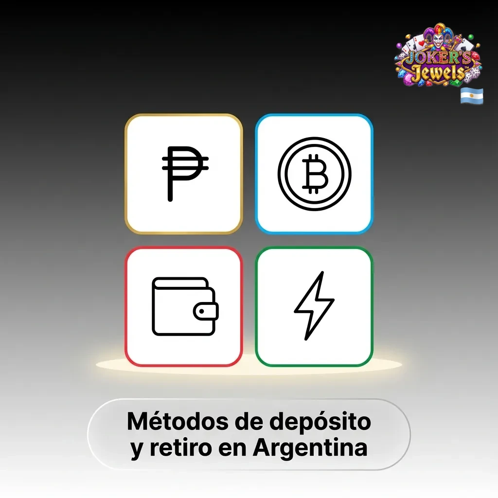 Iconos de métodos de pago en casinos argentinos: tarjetas, billeteras digitales y criptomonedas sobre fondo claro