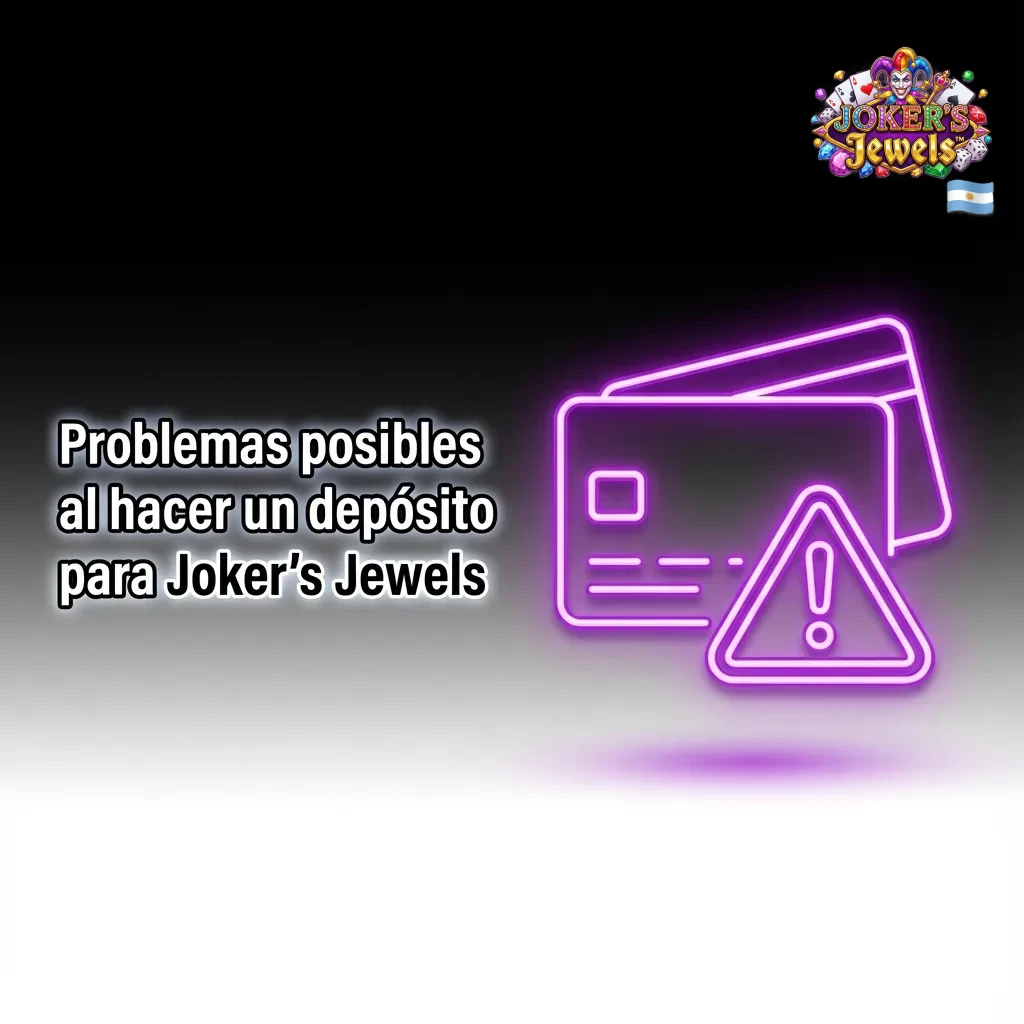 Ilustración sobre problemas comunes al depositar en Joker’s Jewels desde Argentina, con iconos de banco, tarjeta y alertas.