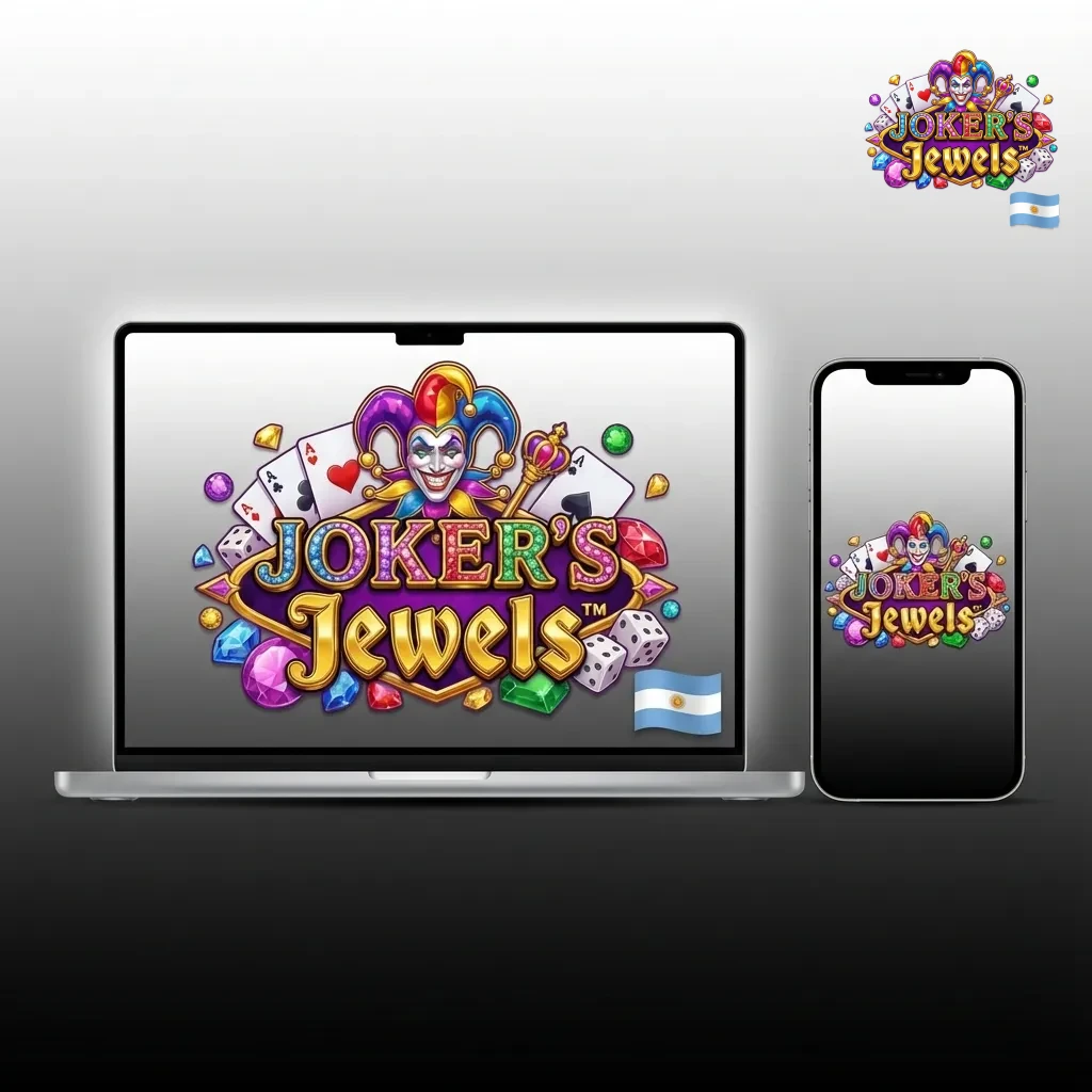 Dispositivos con Android, iOS, Windows y macOS mostrando la app de casino Joker’s Jewels en pantallas táctiles y de escritorio