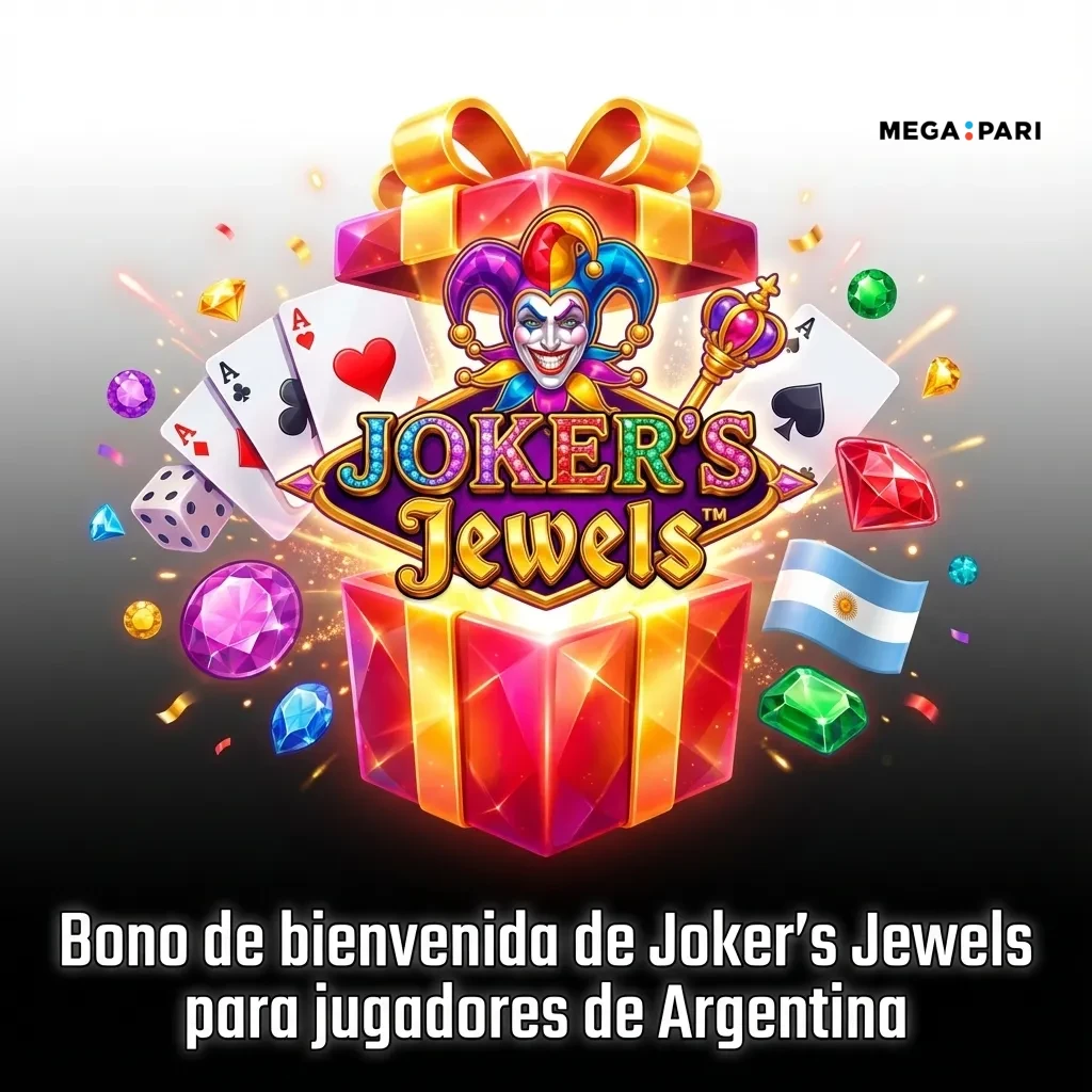 Banner de bono de bienvenida 200% hasta 1.512.563 ARS para jugar Joker's Jewels en casino online argentino