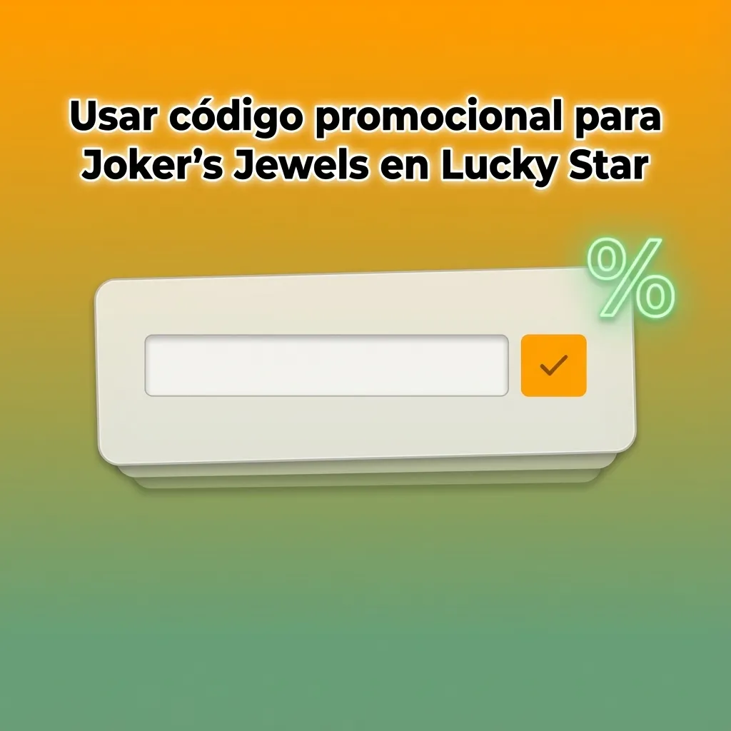 Pantalla de Lucky Star mostrando campo para ingresar código promocional JOKERAR en el juego tragamonedas Joker’s Jewels